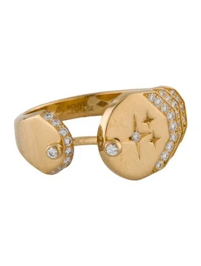 Pre-owned Nouvel Heritage 18k Diamond Sparkles Signet Ring In Multi