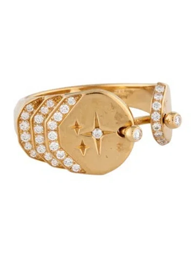 Pre-owned Nouvel Heritage 18k Diamond Sparkles Signet Ring In Multicolor