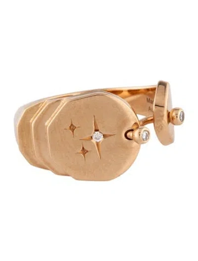 Pre-owned Nouvel Heritage 18k Diamond Sparkles Signet Ring In Multicolor