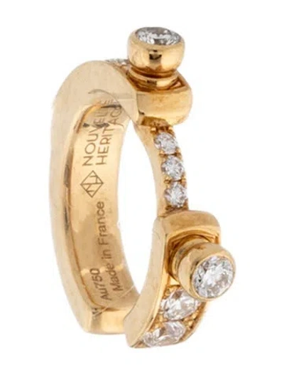 Pre-owned Nouvel Heritage 18k Diamond Tuxedo Single Ear Cuff In Multicolor