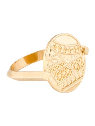 Pre-owned Nouvel Heritage 18k Paris Pm Medallion Ring In Multi