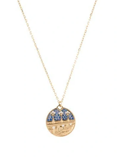 Pre-owned Nouvel Heritage 18k Sapphire & Diamond Pendant Necklace, 18" In Multi
