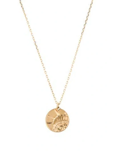 Pre-owned Nouvel Heritage 18k Statue Of Liberty Pm Medallion Pendant Necklace, 20" In Multicolor