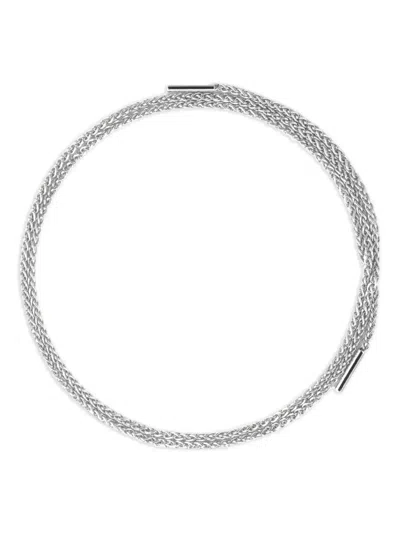 Nouvel Heritage 18k White Gold Latch Chain Diamond Necklace In Metallic