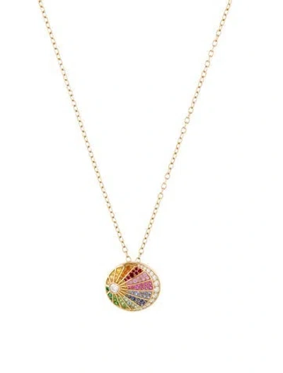 Pre-owned Nouvel Heritage Multistone Rainbow Medallion Pendant Necklace, 24"