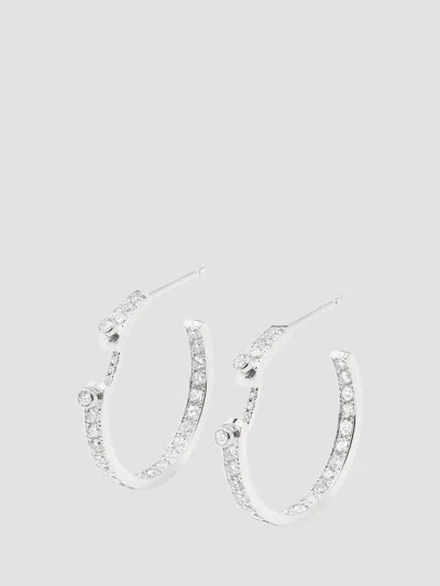 Nouvel Heritage Women's Mood Eternity Tuxedo 18k White Gold & 1.58 Tcw Diamond Hoop Earrings