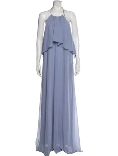 Pre-owned Nouvelle Amsale Halterneck Long Dress In Blue