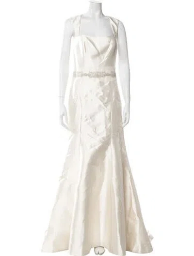 Pre-owned Nouvelle Amsale Square Neckline Long Dress W/ Tags In Neutrals