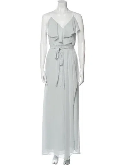 Pre-owned Nouvelle Amsale V-neck Long Dress In Blue