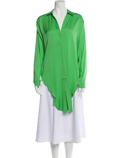 Pre-owned Nouvelle Amsale V-neck Long Sleeve Tunic In Green