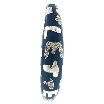 Pre-owned Nouvelle Bague Italian  18k Enamel/silver/diamond Bangle In Multi