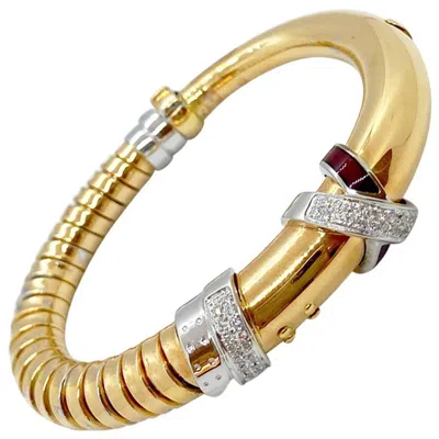 Pre-owned Nouvelle Bague La Nouvelle 18 Karat Gold Bracelet With .59 Carat Diamonds And Burgundy Enamel In Red