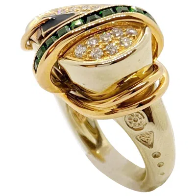 Pre-owned Nouvelle Bague La  18 Karat Rose And White Gold Ring, With Diamonds And Tsavorite