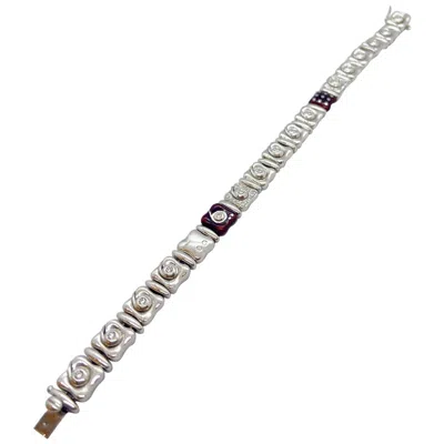 Pre-owned Nouvelle Bague La  18 Karat White Gold, Burgundy Enamel And Diamond Bracelet