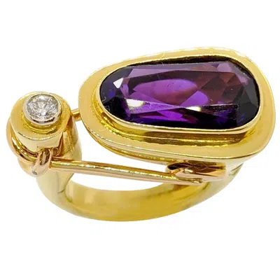 Pre-owned Nouvelle Bague La  18 Karat Yellow And Rose Gold Ring With Amethyst And Diamond