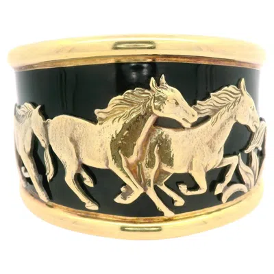 Pre-owned Nouvelle Bague La  18k Gold And Silver Equestrian Horse Enamel Wide Cuff Bracelet In Multi