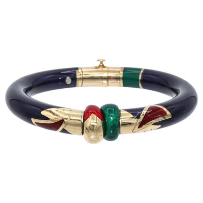 Pre-owned Nouvelle Bague La  18k Yellow Gold And Sterling Silver Enamel Bangle Bracelet