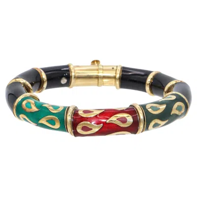 Pre-owned Nouvelle Bague La  18k Yellow Gold And Sterling Silver Enamel Bangle Bracelet