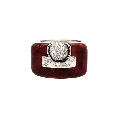 Pre-owned Nouvelle Bague La  18kt White Gold, Diamond & Enamel Ring