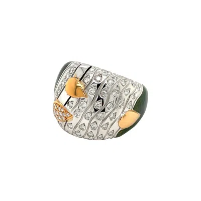 Pre-owned Nouvelle Bague La  18kt White/rose Gold With .90ct. Diamond & Enamel In Multi