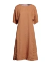 Nouvelle Femme Woman Midi Dress Camel Size 8 Linen In Beige