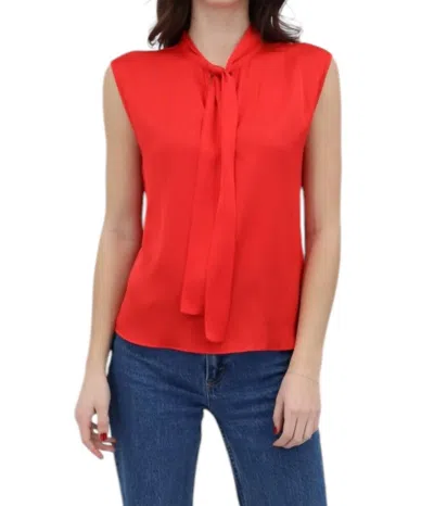 Nouvelle Silk95five Sunset High Neck Top In Scarlet Red In Orange