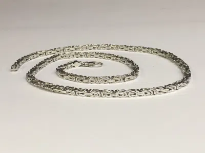 Pre-owned Nova 14k White Gold 24" Mens Solid Byzantine Square Super 4mm 68 Grams Chain/necklace In No Stone