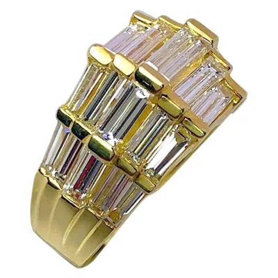 Pre-owned Nova 18 Karat Yellow Gold And 4.35 Carat Diamond Baguette Ring