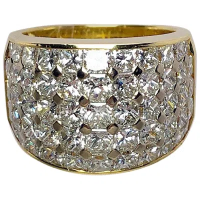 Pre-owned Nova 18 Karat Yellow Gold And 5.16 Carat Princess Cut Diamond Band Ring