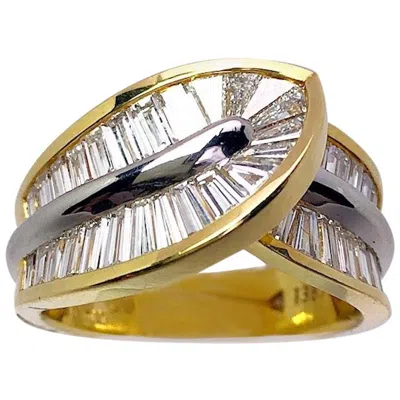 Pre-owned Nova 18 Karat Yellow Gold And Platinum 2.75 Carat Diamond Baguette Ring