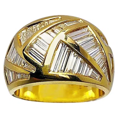 Pre-owned Nova 18 Karat Yellow Gold And Tapered Baguette Diamond 2.88 Carat Ring