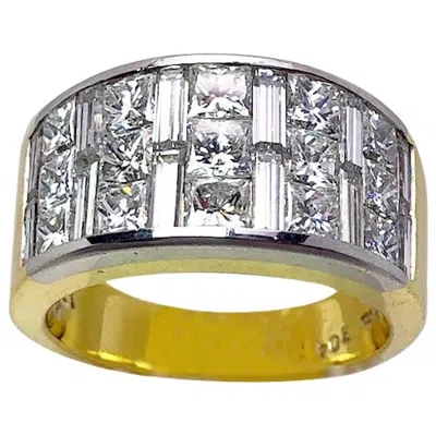 Pre-owned Nova 18kt Gold And Platinum 2.59 Carat Princess And Baguette Cut Diamond Ring In Multi