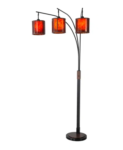Nova Of California 86" Wood Mica Mineral 3 Light Arc Floor Lamp In Black