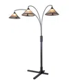 Nova Of California 86" Wood Natural Mica 3 Light Arc Floor Lamp