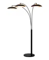 Nova Of California 92" Metal Saucer 3 Light Arc Floor Lamp In Black