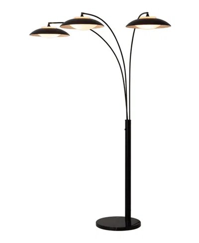 Nova Of California 92" Metal Saucer 3 Light Arc Floor Lamp In Black