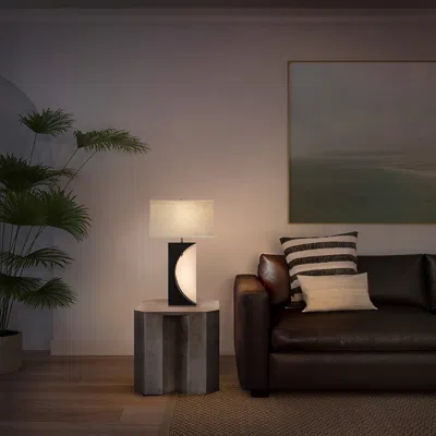 NOVA OF CALIFORNIA HALF MOON 30" TABLE LAMP IN CHARCOAL GRAY AND BRUSHED NICKEL WITH 4-WAY ROTARY SWITCH