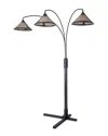 Nova Of California Natural Mica 3-light Arc 86in Floor Lamp With Dimmer Switch In Black