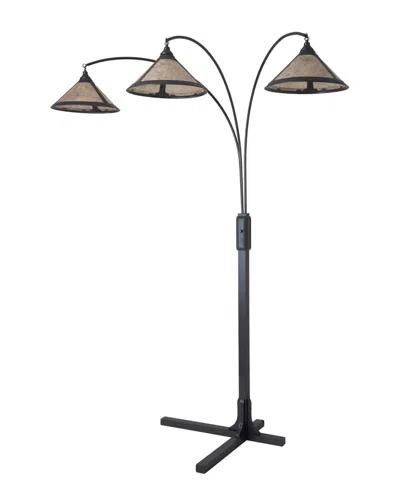 Nova Of California Natural Mica 3-light Arc 86in Floor Lamp With Dimmer Switch In Black