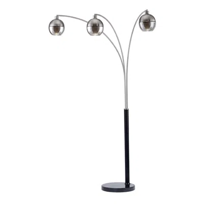Nova Of California Orson 84" 3 Light Arc Lamp In Matte Black And Brushed Nickel With Dimmer Switch