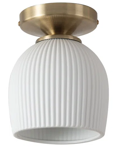 Nova Of California Petaluma Bone Porcelain Semi-flush Mount Ceiling Light In Gold