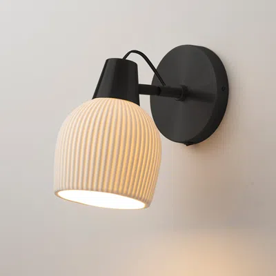 Nova Of California Petaluma Bone Porcelain Wall Sconce - Matte Black, Dimmer In Neutral