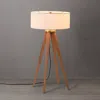 Nova Of California Quattro Table Lamp - Natural Ash Wood Finish & Weathered Brass, White Linen Shade