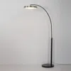 Nova Of California Redondo 1 Light Led Arc Floor Lamp - Matte Black Finish, Weathered Brass, Black Marble Base, Dimmer