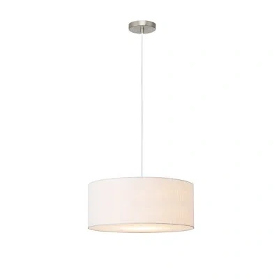 Nova Of California Stretch Pendant, 22" White Linen Drum Shade, Satin Nickel, Dimmable