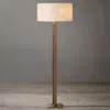 Nova Of California Tambo Floor Lamp - Dark Walnut Wood Finish, Weathered Brass, White Linen Shade, Dimmer