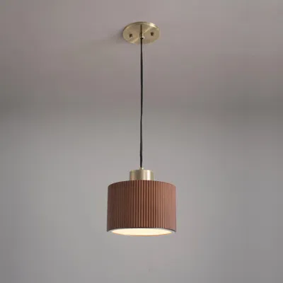 Nova Of California Tambo Pendant Light - Dark Walnut Wood Finish, Weathered Brass In Brown