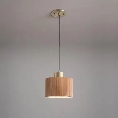 Nova Of California Tambo Pendant Light - Natural Ash Wood Finish, Weathered Brass In Neutral