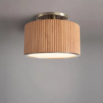 Nova Of California Tambo Semi-flush Mount Ceiling Light - Natural Ash Wood Finish, Weathered Brass In Neutral
