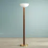 NOVA OF CALIFORNIA TAMBO TORCHIERE FLOOR LAMP - DARK WALNUT WOOD FINISH, WEATHERED BRASS, DIMMER